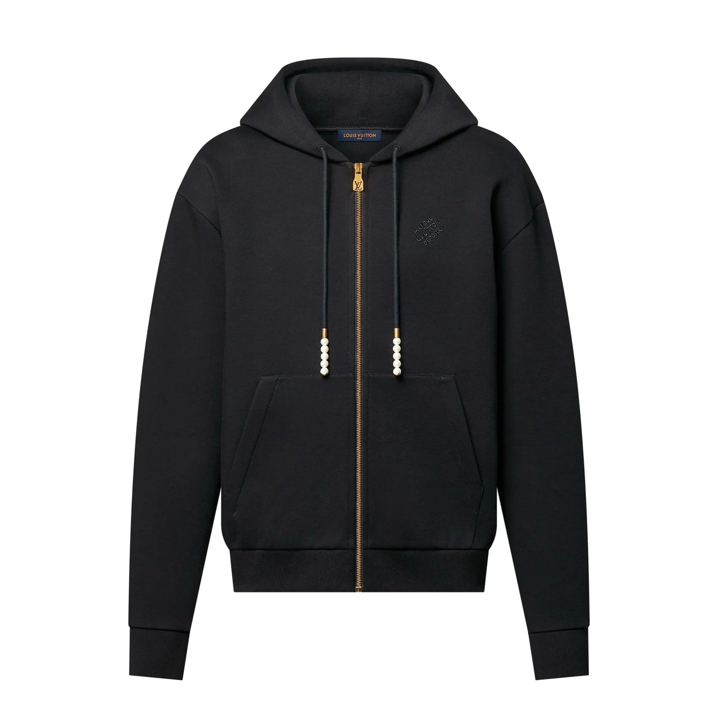 Sweat à capuche zippé brodé en jersey Louis vuitton