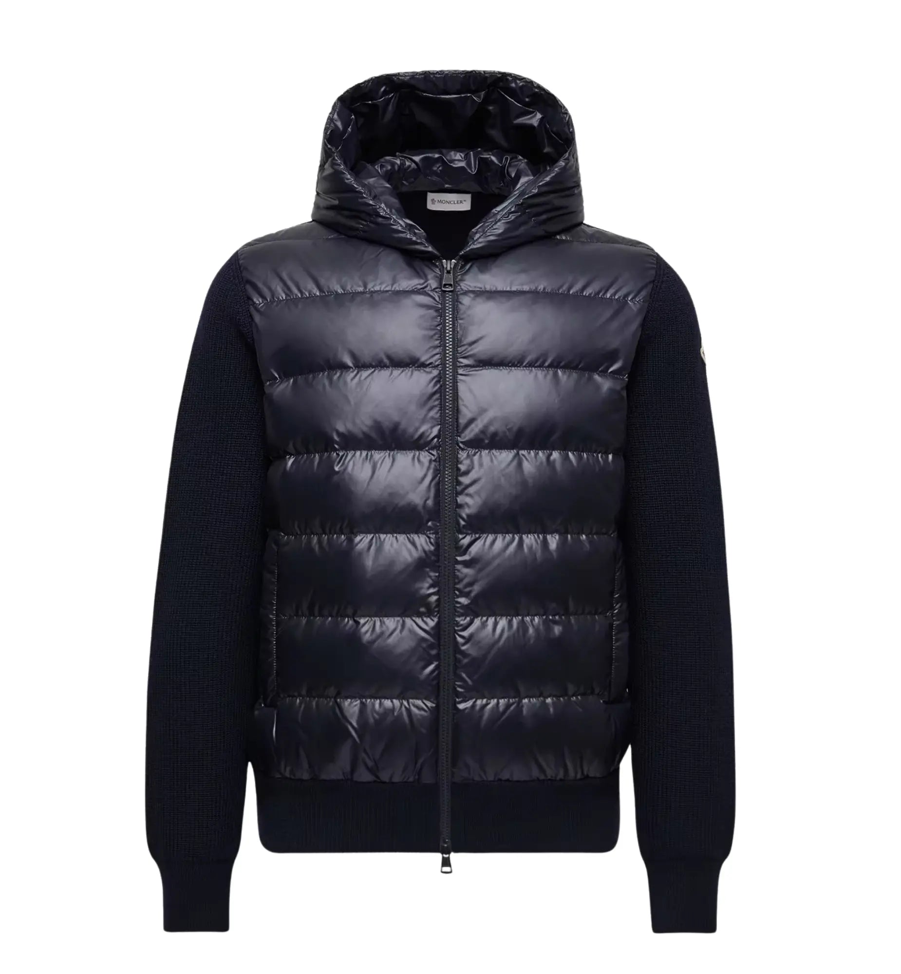 Cardigan zippé matelassé en laine Moncler