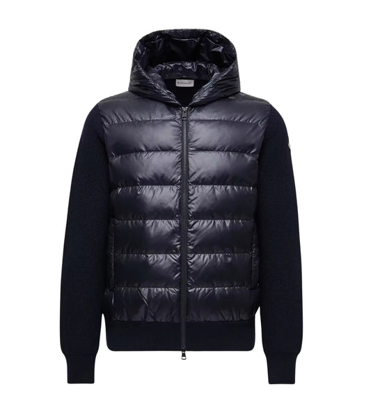 Cardigan zippé matelassé en laine Moncler