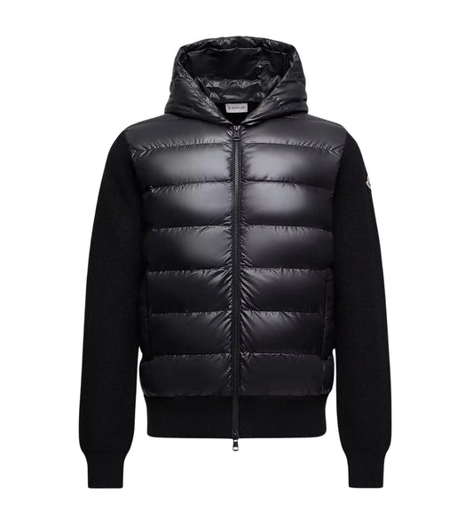 Cardigan zippé matelassé en laine Moncler