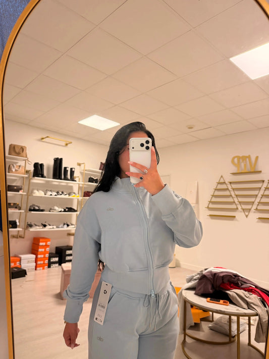 Ensemble sweat zippé et pantalon large ALO – Bleu ciel Alo