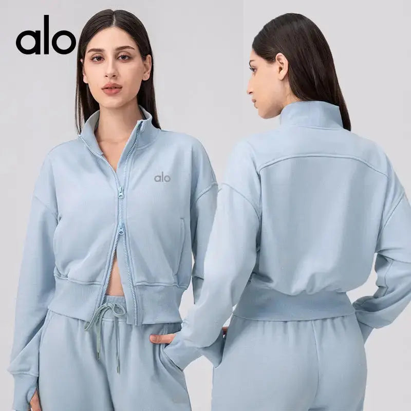 Ensemble sweat zippé et pantalon large ALO – Bleu ciel Alo