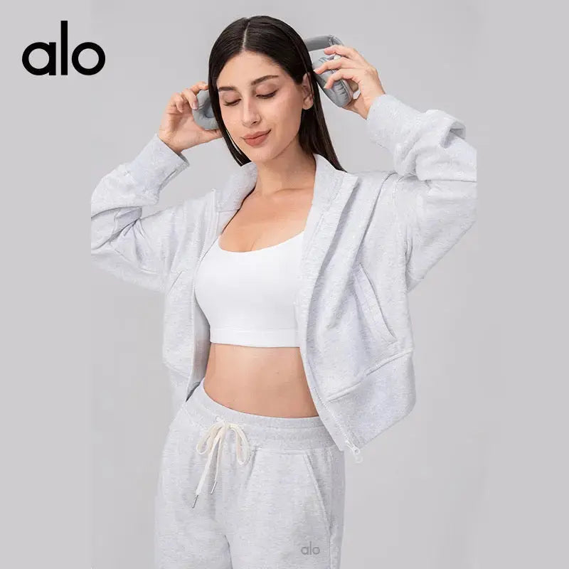 Ensemble sweat zippé et pantalon large ALO – Gris Alo