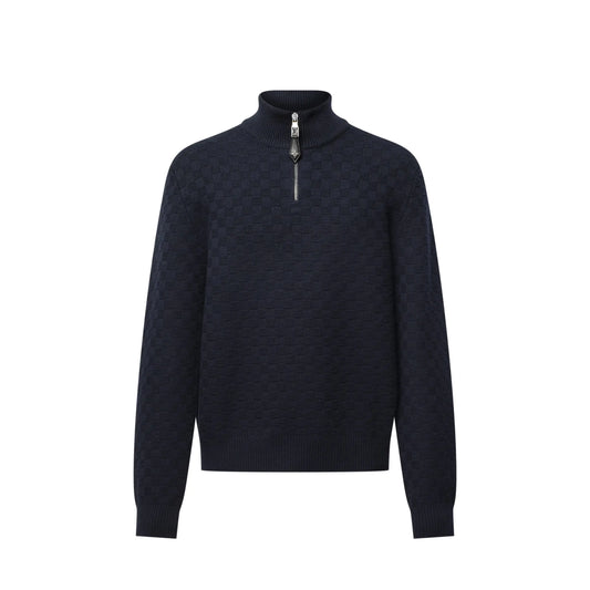 Pull demi-zippé en laine et cachemire