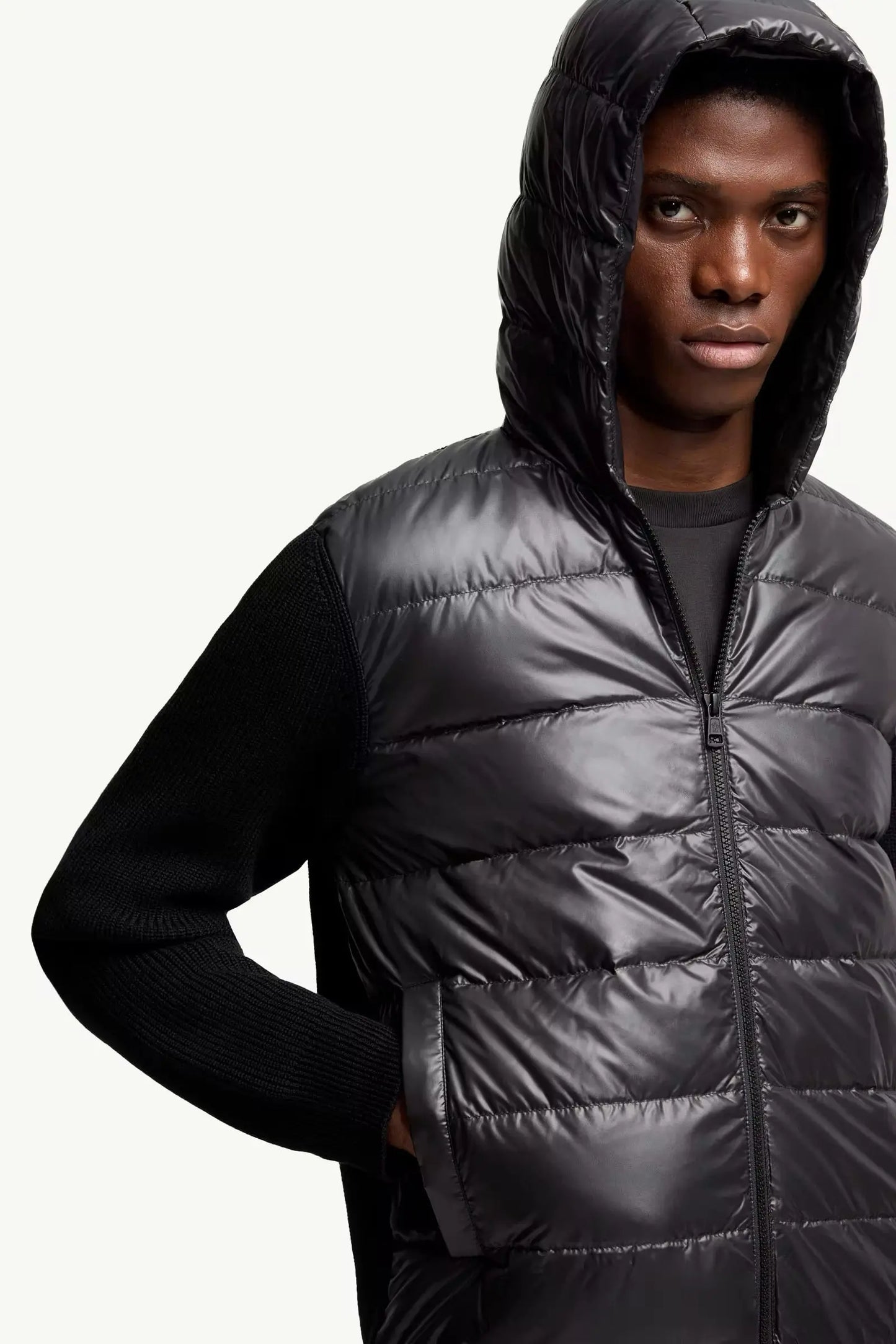 Cardigan zippé matelassé en laine Moncler