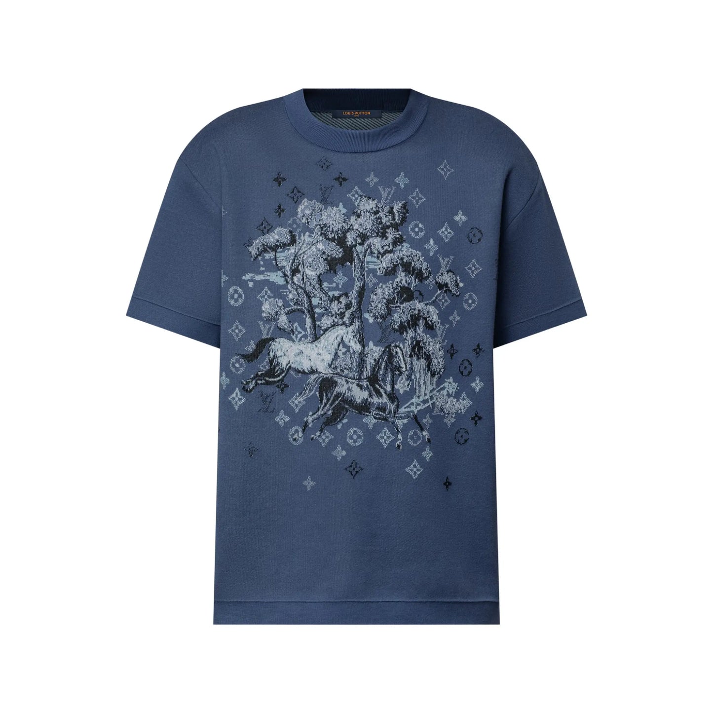 Pull col rond à manches courtes en jacquard Louis vuitton