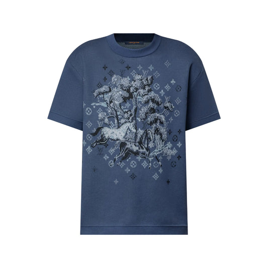 Pull col rond à manches courtes en jacquard Louis vuitton