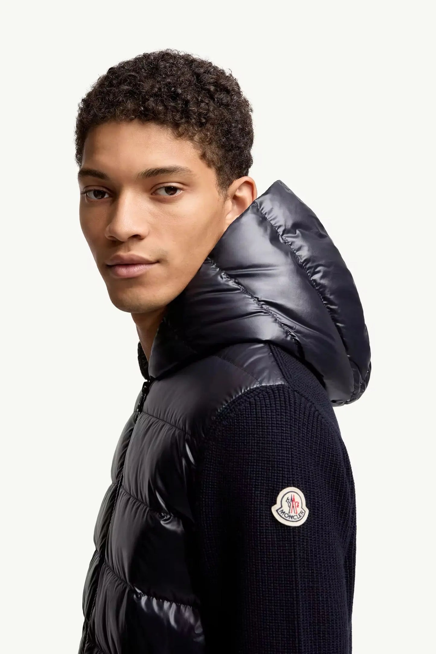 Cardigan zippé matelassé en laine Moncler