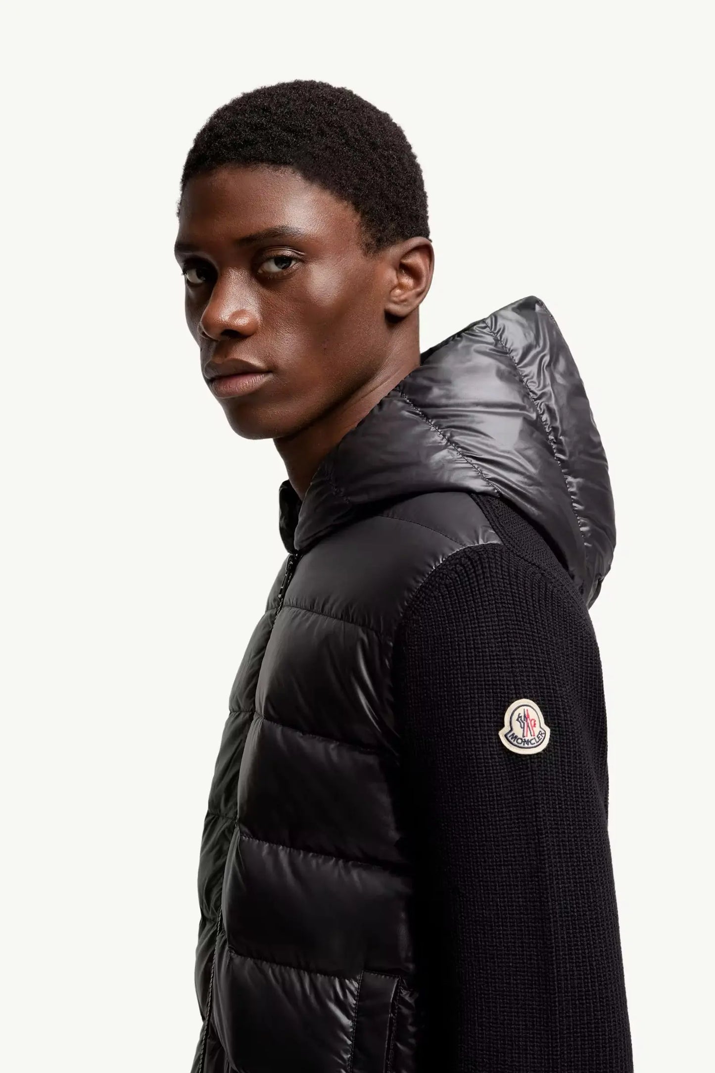 Cardigan zippé matelassé en laine Moncler